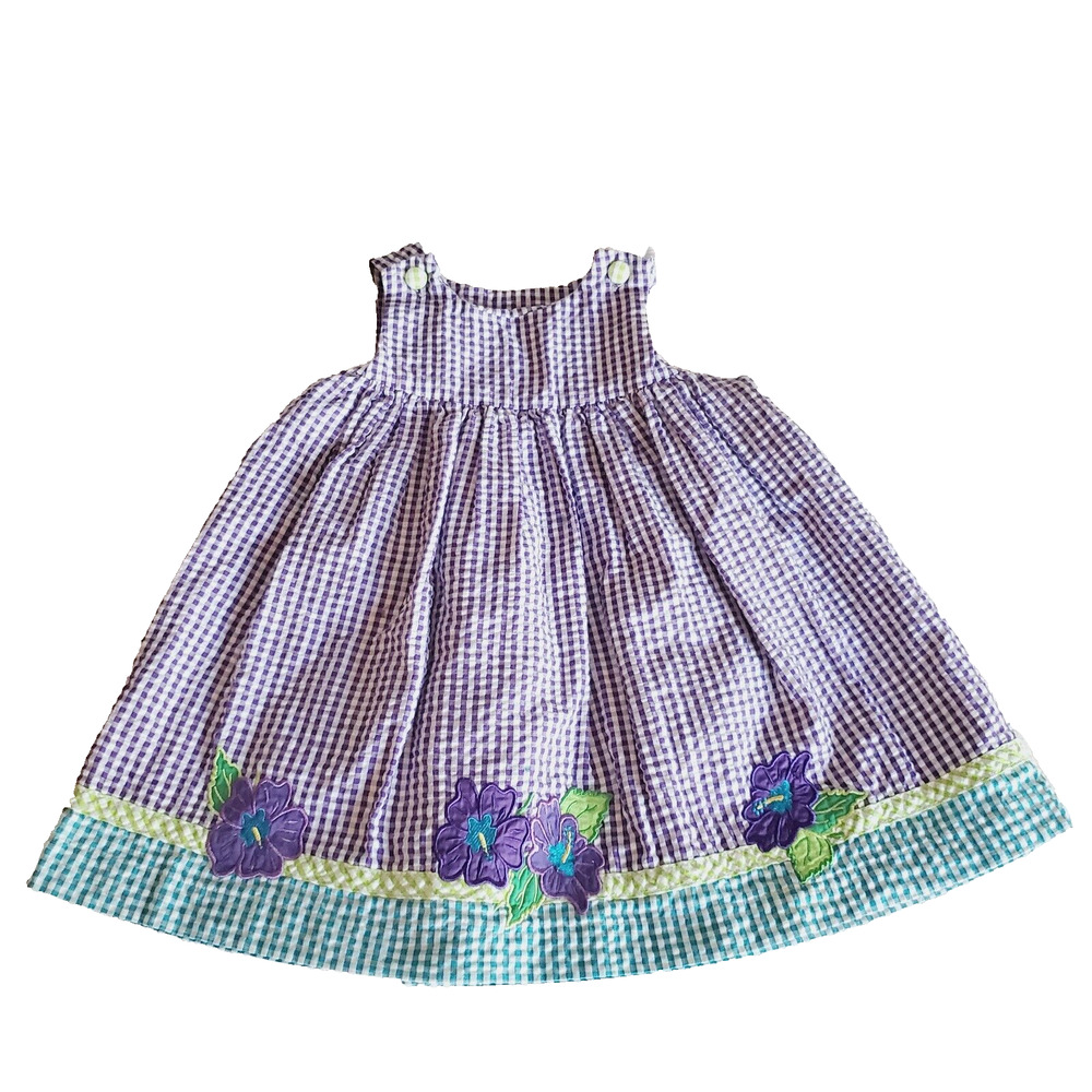 Vintage Good Lad Sun Dress Girl's 3+ Purple Floral Two-Button Pull-Over 90s Cute